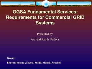 OGSA Fundamental Services: Requirements for Commercial GRID Systems