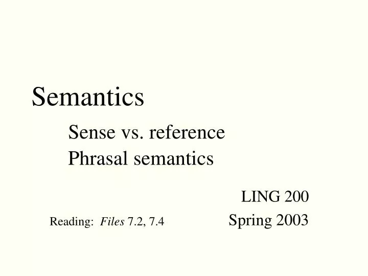 semantics sense vs reference phrasal semantics