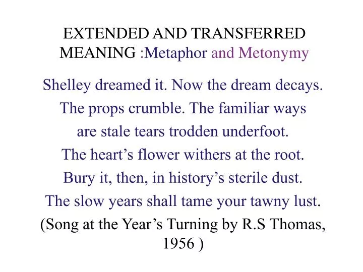 extended and transferred meaning metaphor and metonymy