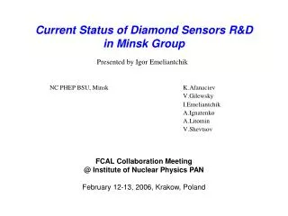 Current Status of Diamond Sensors R&amp;D in Minsk Group
