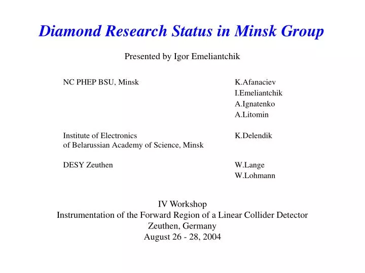 diamond research status in minsk group