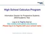 2009 High School Calculus Program Information Session for Prospective Students - slide 1