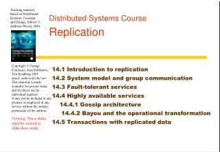 Distributed Systems Course Replication