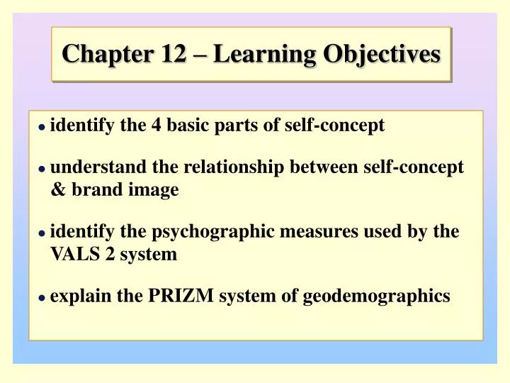 chapter 12 learning objectives