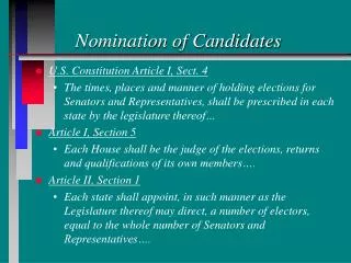 Nomination of Candidates