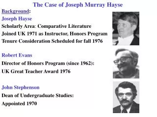 The Case of Joseph Murray Hayse