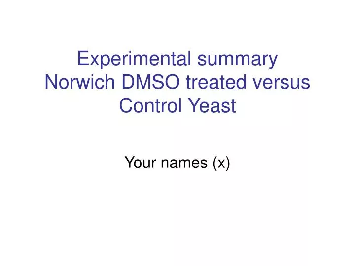 experimental summary norwich dmso treated versus control yeast