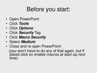 Before you start: