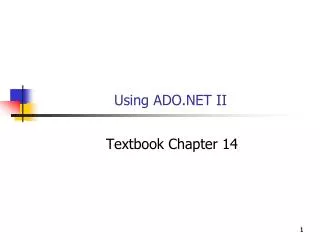 Using ADO.NET II