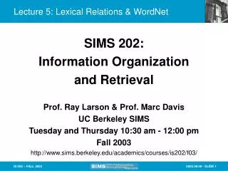 Lecture 5: Lexical Relations &amp; WordNet