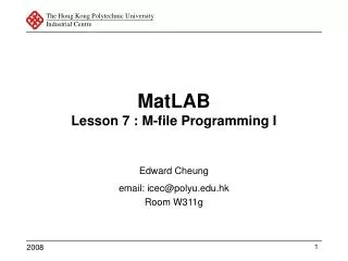 MatLAB Lesson 7 : M-file Programming I
