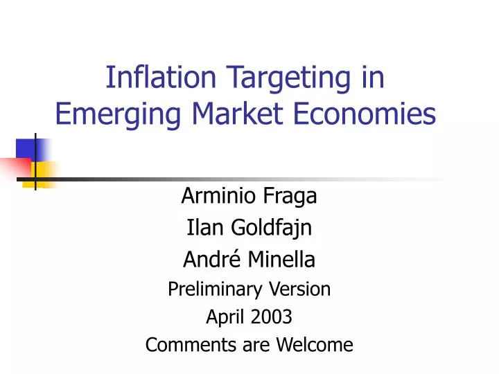 inflation targeting in emerging market economies