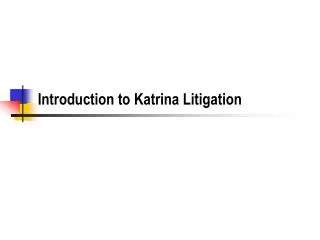Introduction to Katrina Litigation