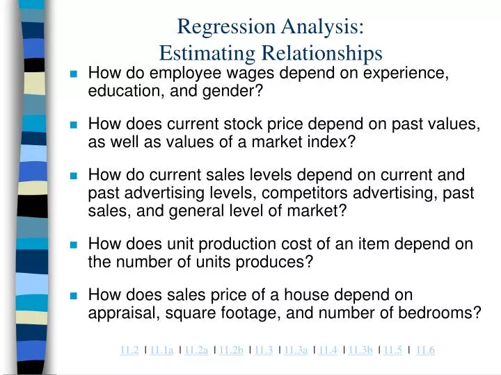 regression analysis estimating relationships