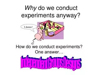 Why do we conduct experiments anyway?