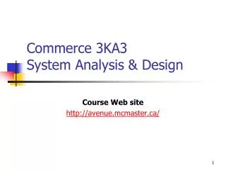 Commerce 3KA3 System Analysis &amp; Design
