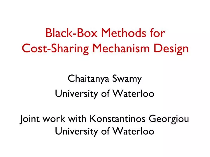 black box methods for cost sharing mechanism design