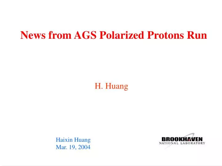news from ags polarized protons run