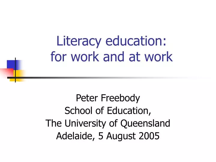 literacy education for work and at work