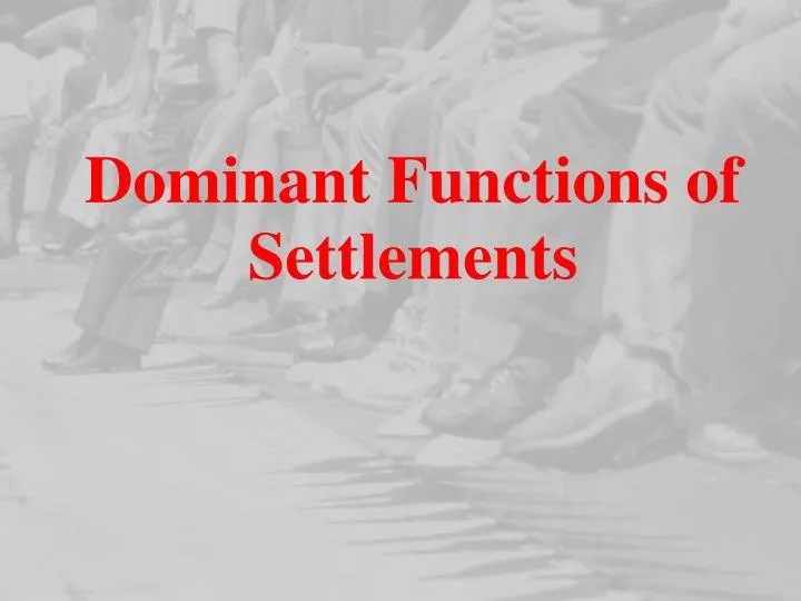 dominant functions of settlements