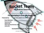 Rocket Team Grading Analysis Certificate - Air Force JROTC UT-20061 - slide 1