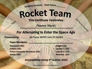 Grading Analysis: Total Points _______ Rocket Team