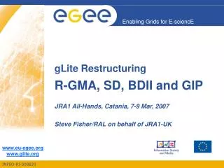 gLite Restructuring R-GMA, SD, BDII and GIP