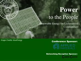 Power to the People Renewable Energy for Underserved Communities