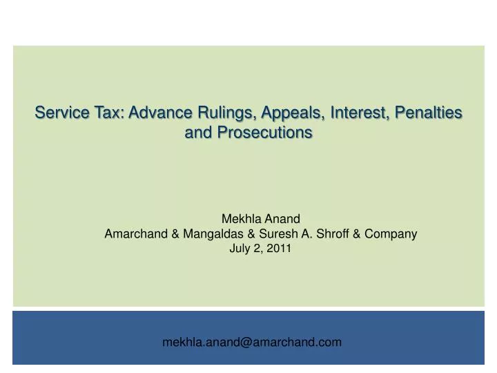 service tax advance rulings appeals interest penalties and prosecutions