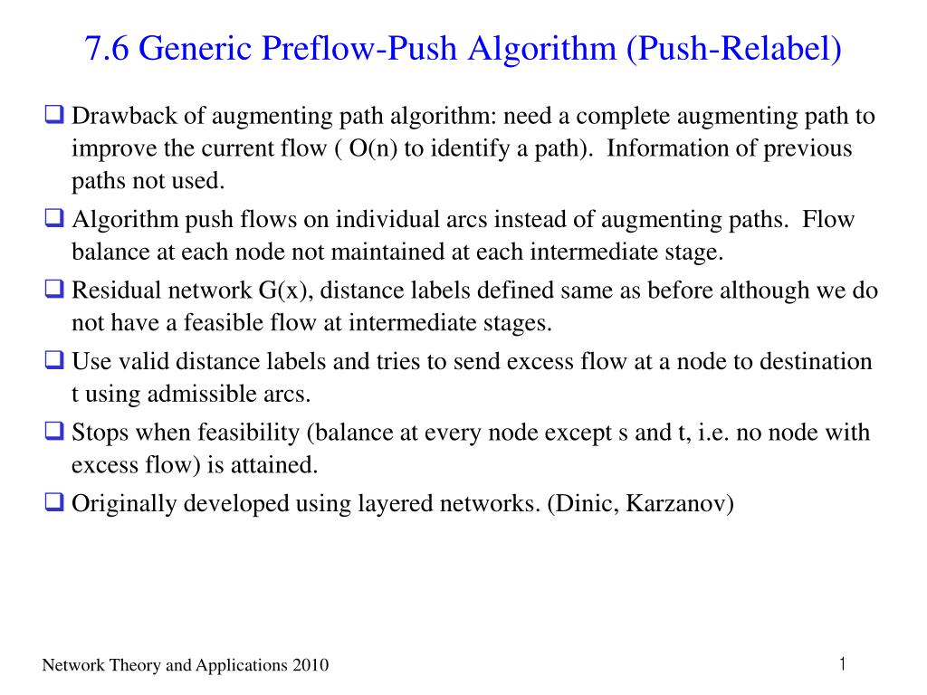 PPT - 7.6 Generic Preflow-Push Algorithm (Push-Relabel) PowerPoint ...