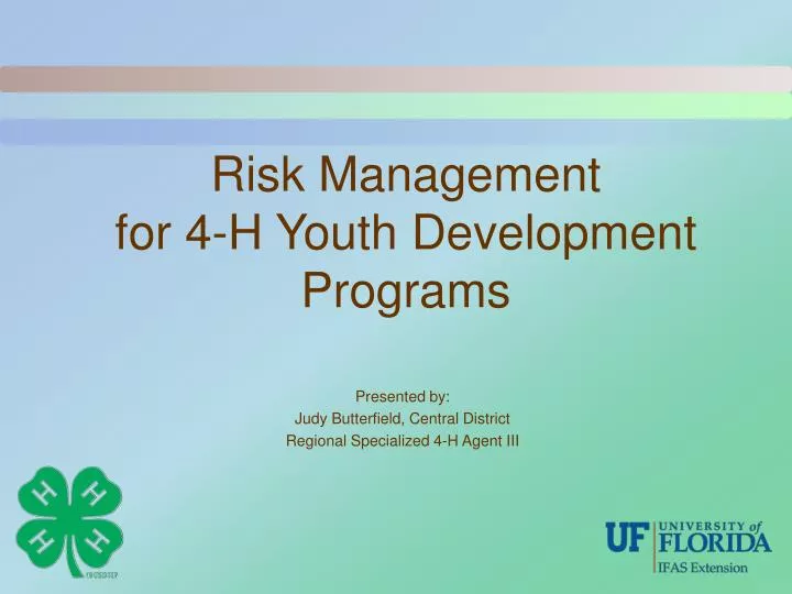 risk management for 4 h youth development programs