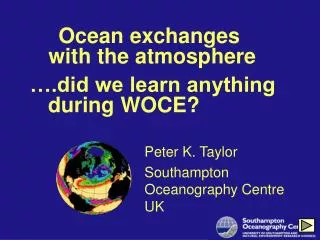 Ocean exchanges with the atmosphere