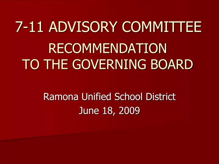 recommendation to the governing board