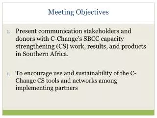 Meeting Objectives