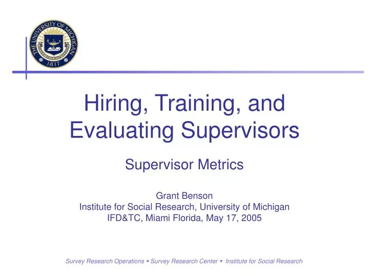 hiring training and evaluating supervisors