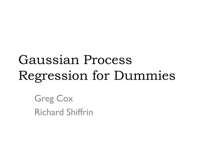 gaussian process regression for dummies