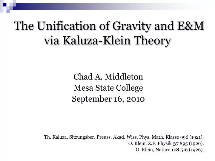 the unification of gravity and e m via kaluza klein theory