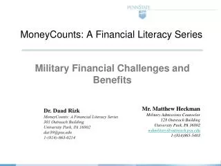 MoneyCounts: A Financial Literacy Series