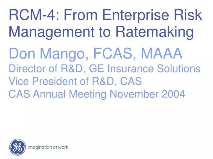 rcm 4 from enterprise risk management to ratemaking