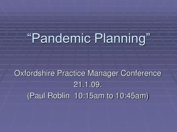pandemic planning