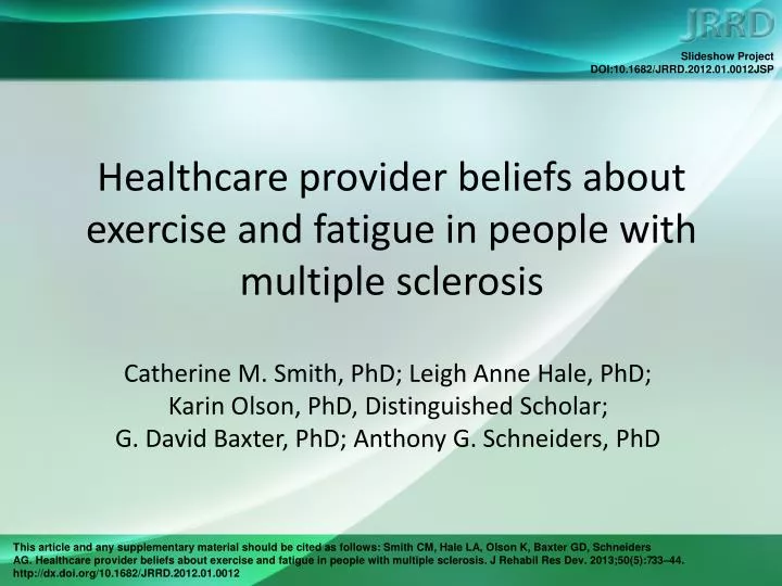 healthcare provider beliefs about exercise and fatigue in people with multiple sclerosis
