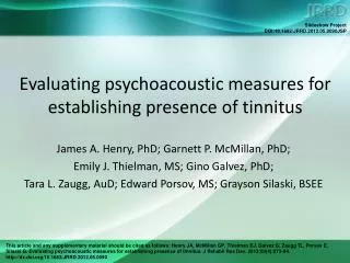 Evaluating psychoacoustic measures for establishing presence of tinnitus