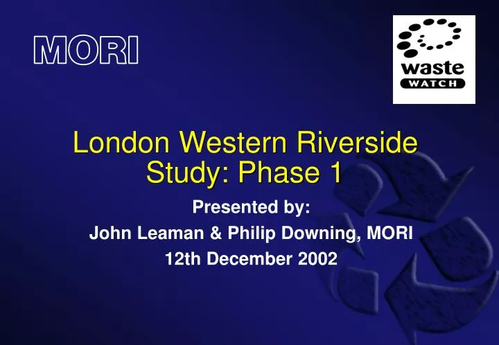 london western riverside study phase 1