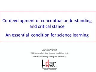 Co-development of conceptual understanding and critical stance