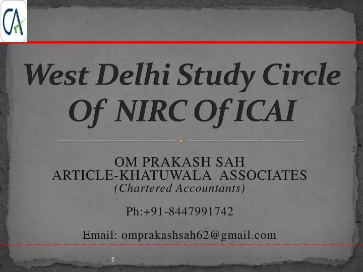 west delhi study circle of nirc of icai