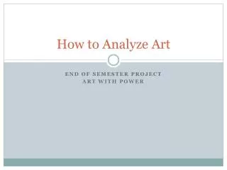 How to Analyze Art