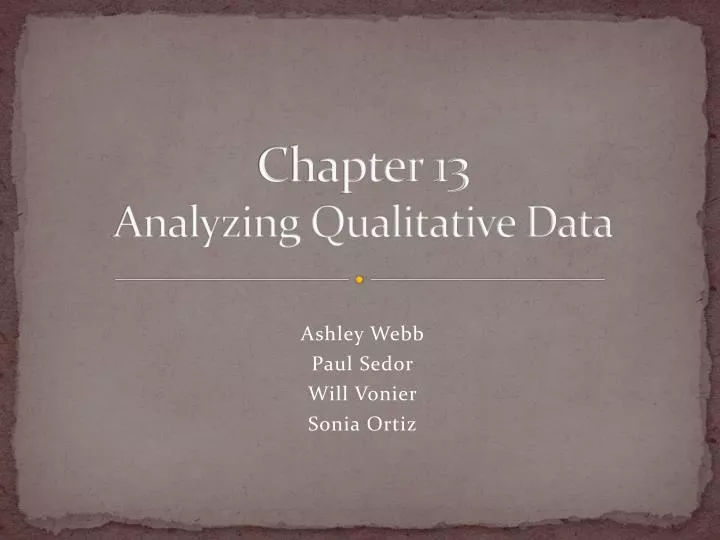 chapter 13 analyzing qualitative data