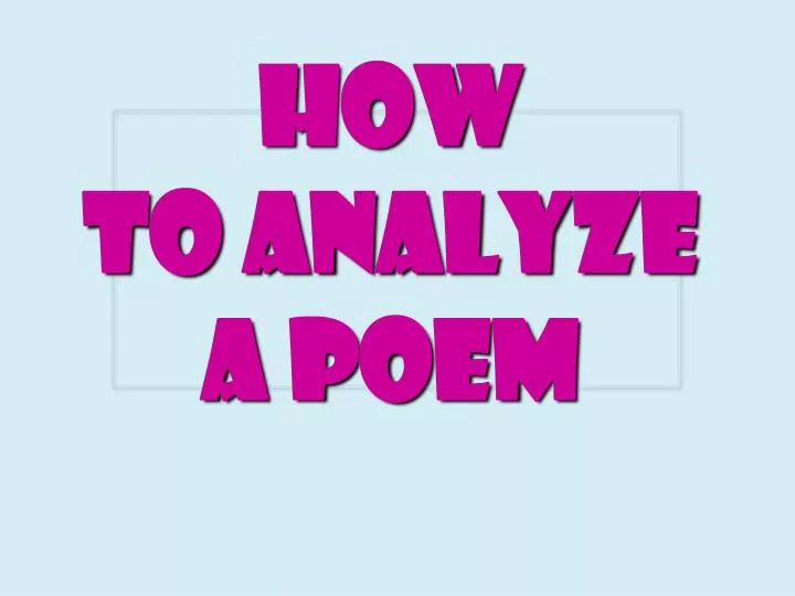 how to analyze a poem