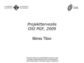 projekttervez s osi pgf 2009