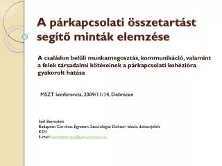 a p rkapcsolati sszetart st seg t mint k elemz se